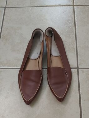 J. Crew Edie Loafers Brown Leather Pointed Flats Women's Size 9
